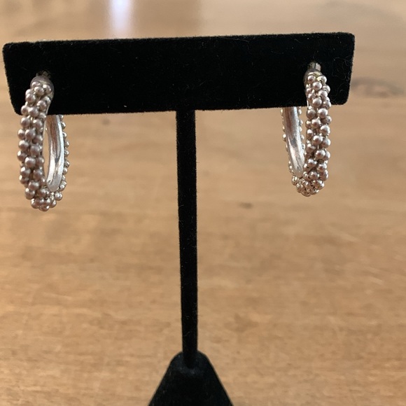 Silver Earrings - 1” beaded loops - Picture 3 of 8